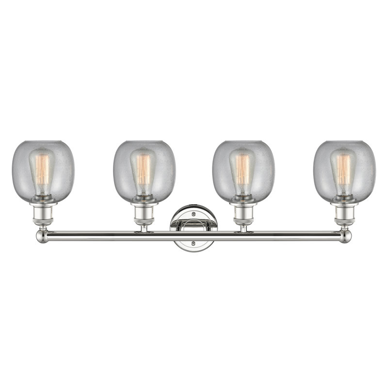 Éclairage pour meuble-lavabo 4 lumières Carlucci, Granuleux, Nickel poli