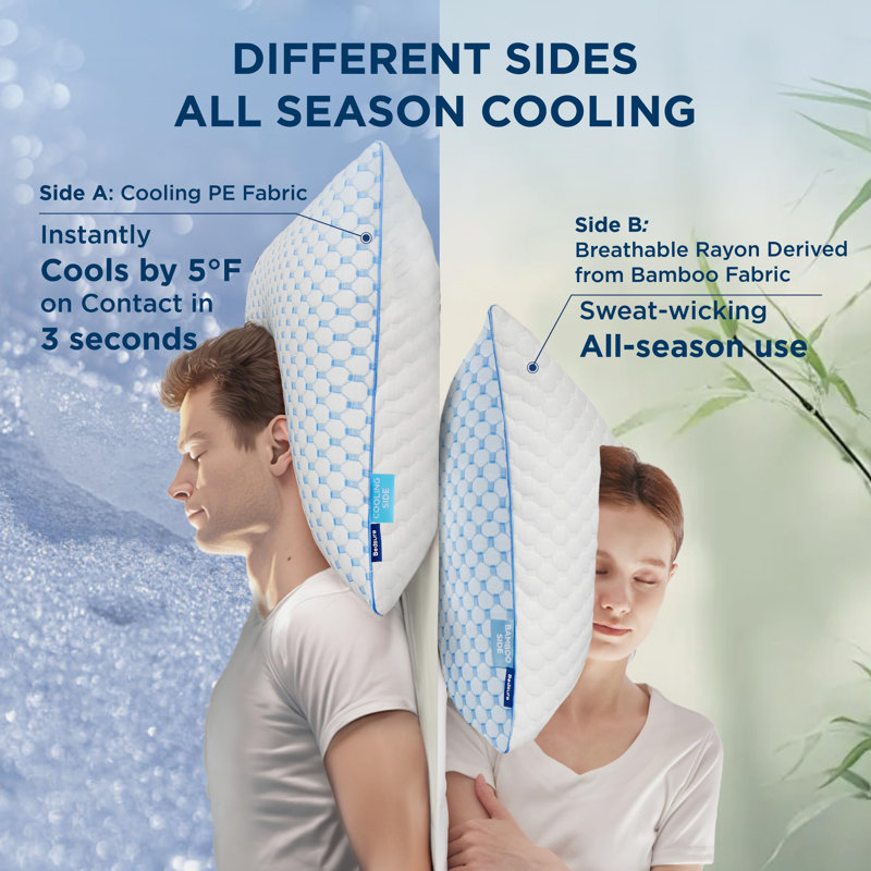 Bedsure Cooling Shredded Memory Foam Pillows, Standard