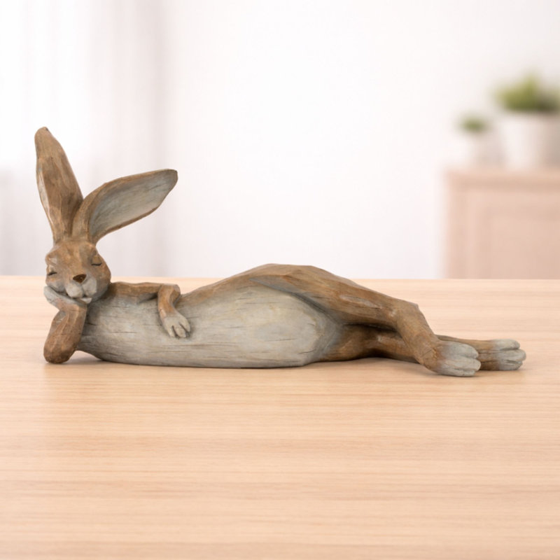Statue de lapin allongé (ensemble de 2)