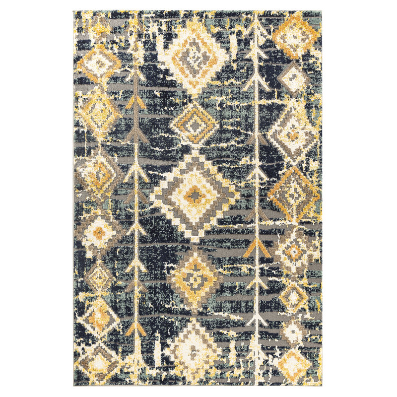 Tapis bleu Adalynne, Rectangle 5 pi x 7 pi