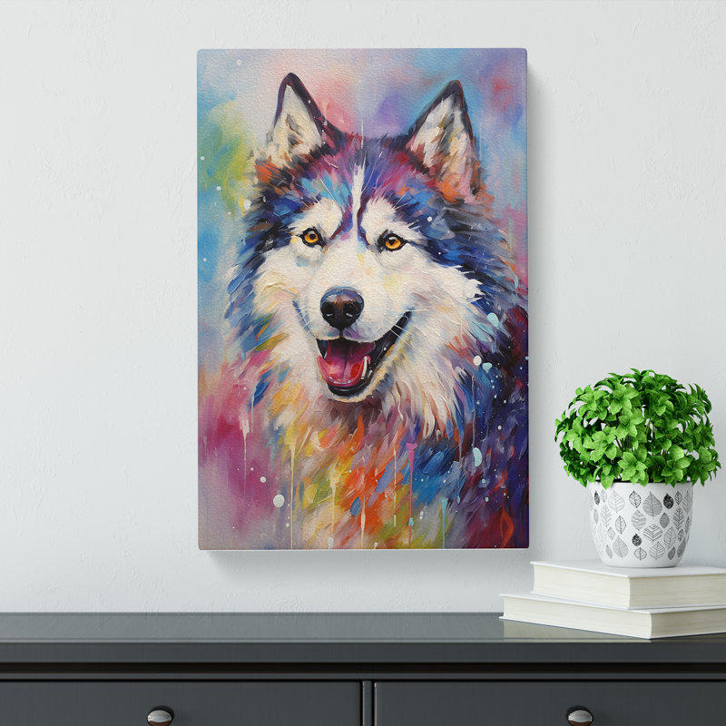 Husky Impressionism No.2 - Wrapped Canvas, 50cm H x 35cm W x 3cm D