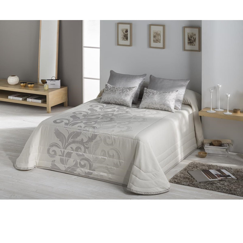 Harlee Cotton Blend, Polyester Floral Bedspread, 205 x 240 cm, Gold