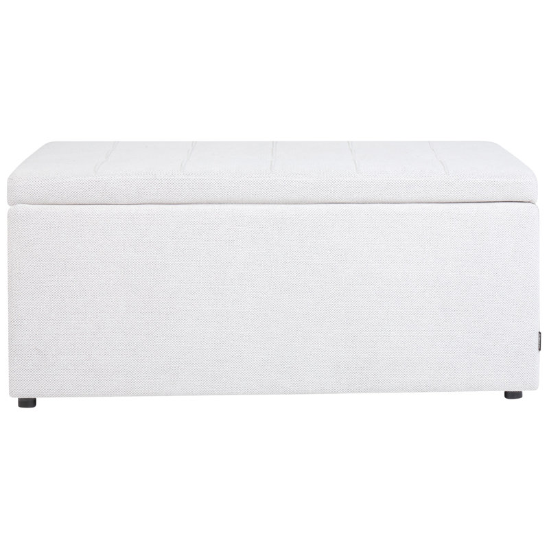 Rabecka Polyester Upholstered Storage Bench, Off White
