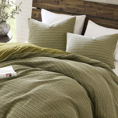 3 pièces, couette double / grand délavé gaufré, matériau de haute qualité, lustre naturellement respirant, utilisation toutes saisons, 4 attaches de coin pour plus de stabilité
