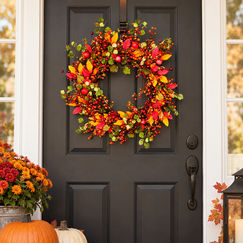 18" Artificial Fall Berry Wreath with Foliage
