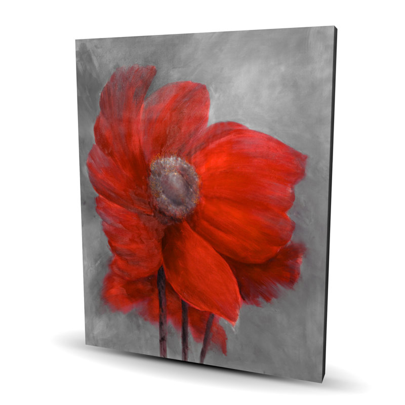 Red flower in the wind - Red Botanical Canvas for Home Decor