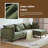 115" Modern 4 Seat Linen Blend L Shaped Modular Sectional Sofa With Ottoman-804914150