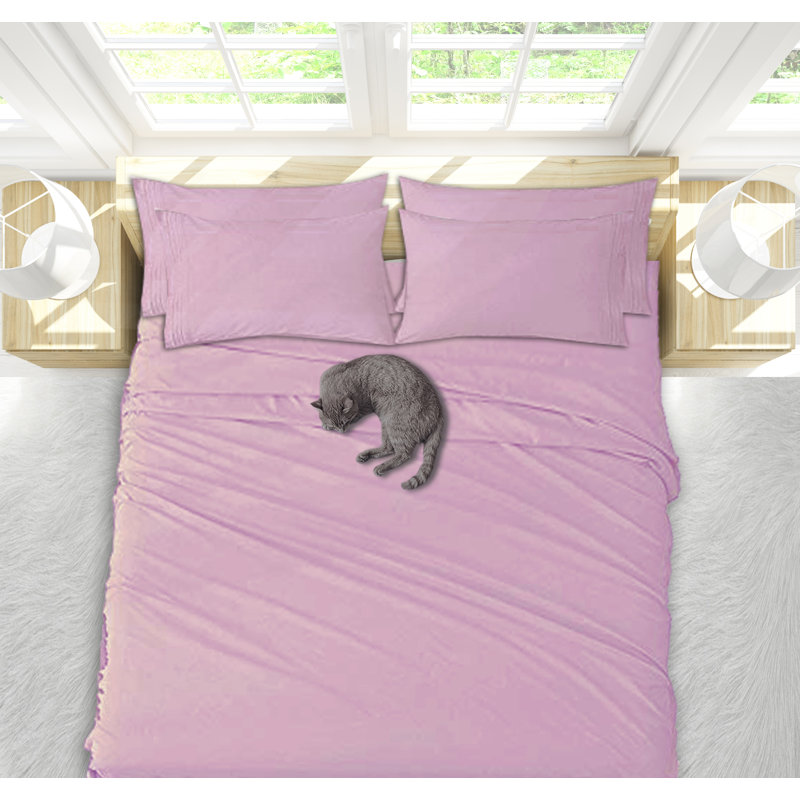 Sheet Set, King Sheet Set + Fitted Sheet + 2 Pillowcases, Purple