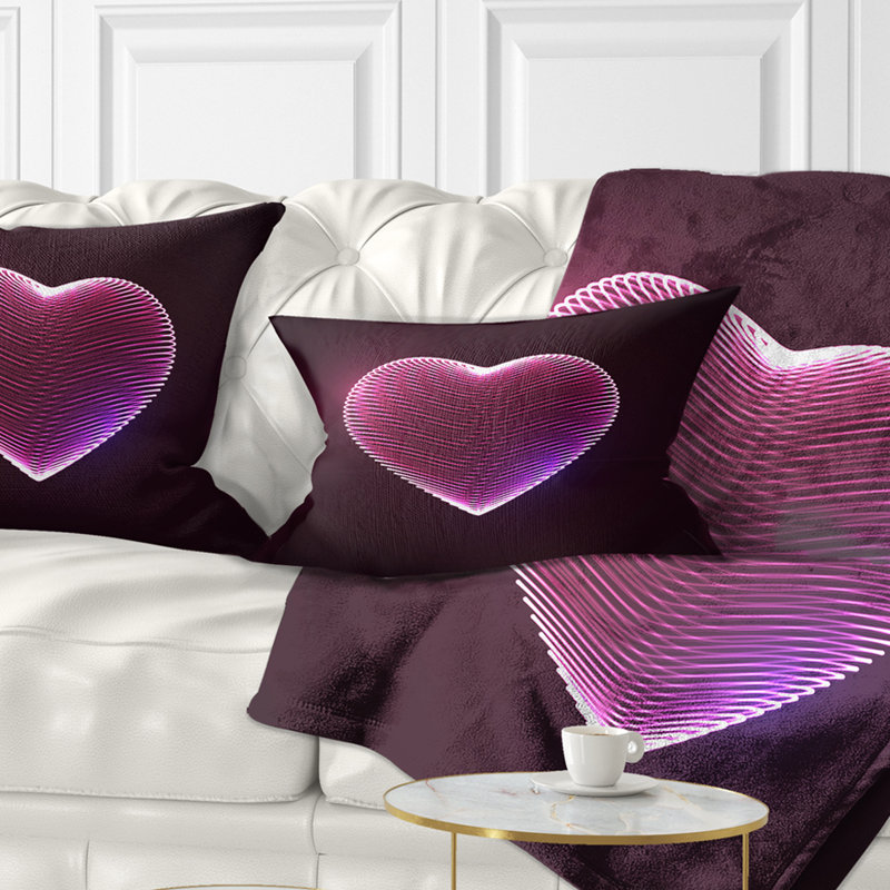 Happy Valentines Day - Coussin décoratif imprimé abstrait, Rectangulaire, 12 po x 20 po