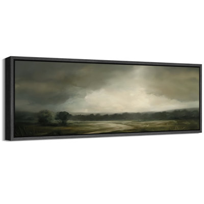 Dark Clouds Overhead Artwork, Green Landscape Wall Pictures, Giclee Canvas Digital Print Extra Large Framed Wall Art