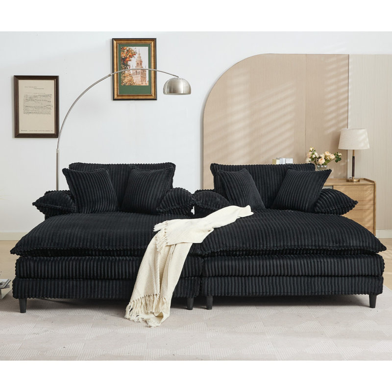 Méridienne surdimensionnée double l 109 po, Noir