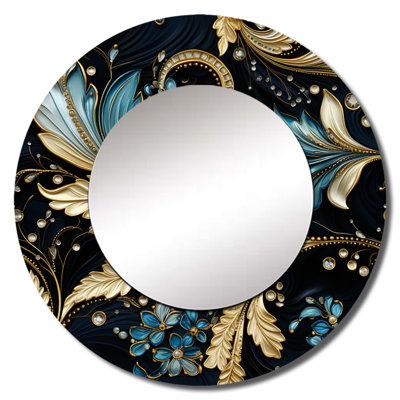 Gilded Luxe Paisley Pattern - Paisley  Wall Mirror, Glam Decorative Mirror, Printed Metal Art