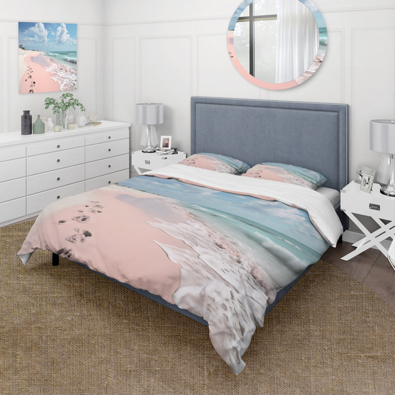 Ensemble de housse de couette Coastal Pink Minimalisme - II, Housse de couette très grand + 2 très grandes ta