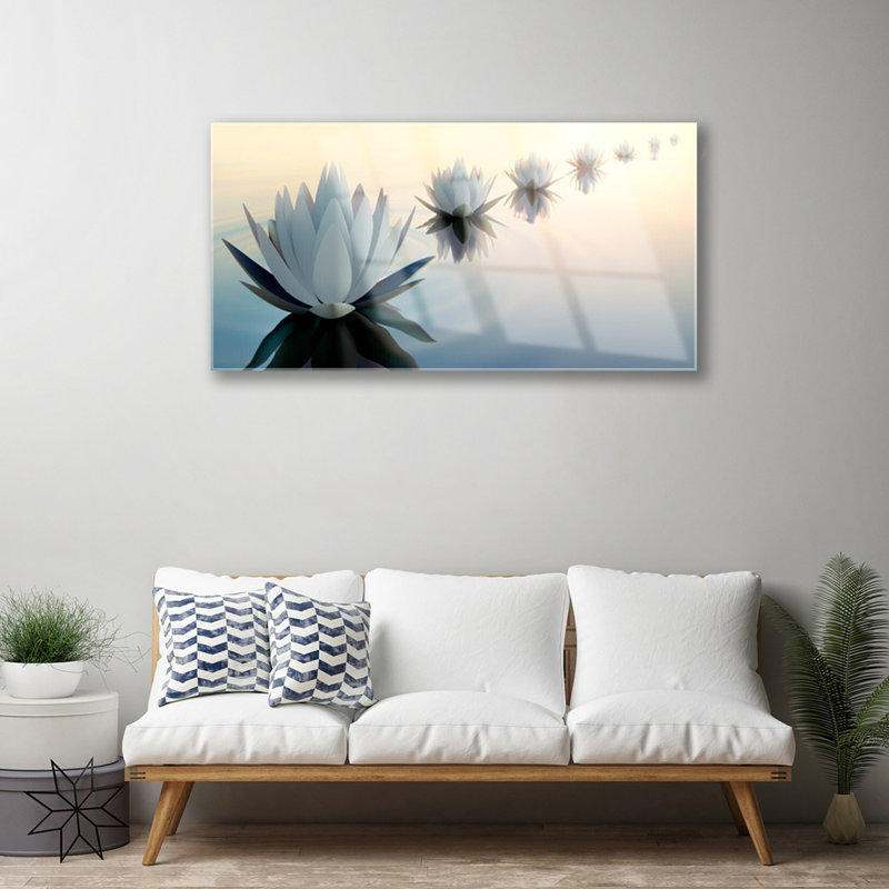 Floral Flowers - Unframed Panoramic Photograph on Glass