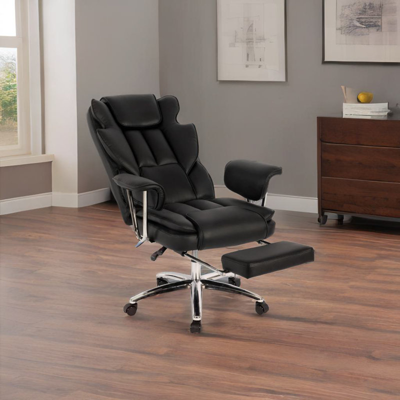 Chaise de bureau avec repose-pieds, Noir