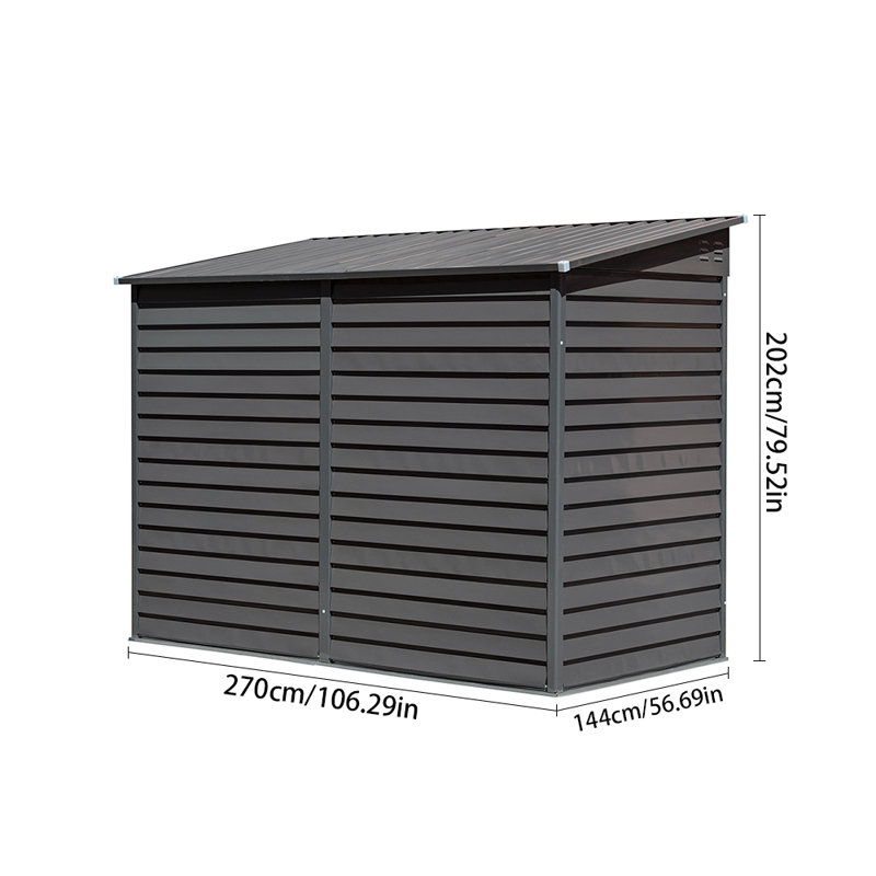 Outdoor Steel Storage Shed, Grey