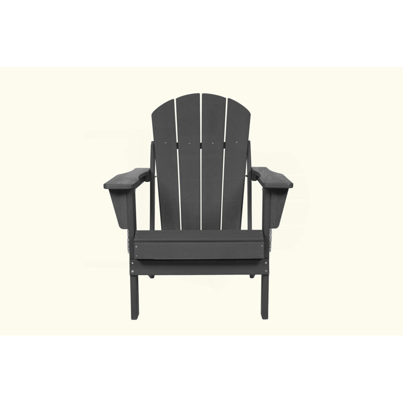 Chaise de patio pliante en PEHD avec porte-gobelet double - Chaise de patio en bois composite, Gris
