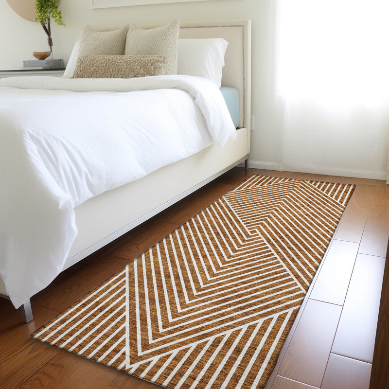 Premium Machine Washable Prisco Terracotta Rug, Runner 2'3" x 7'6"