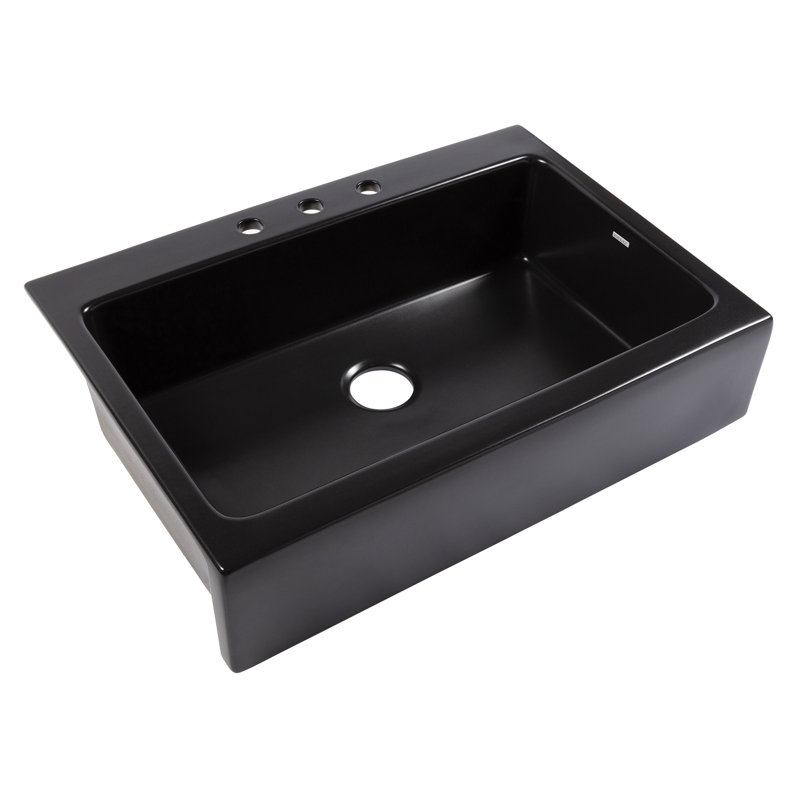 Parker Matte Black Fireclay Farmhouse Apron Front Kitchen Sink