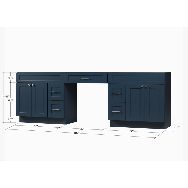 Base de meuble-lavabo double 102 seulement, Bleu
