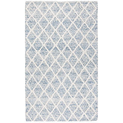 Russo Ivory Blue Hand-Woven Flatweave Rug