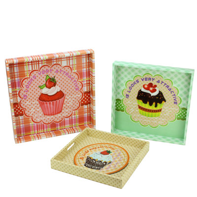 Green and Brown Cupcake Square Serving Trays