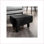 Ensemble de 2 repose-pieds, similicuir noir contemporain avec pieds en bois massif | Noir | Bois