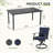 Maynard 7-Piece Black Metal Patio Dining Set With Rectangular Table, 6 Swivel Dining Chairs And Blue Cushions-122878505