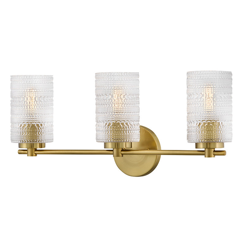 Luminaire de salle de bain 3 lumières avec verre clouté transparent Witt, Bronze