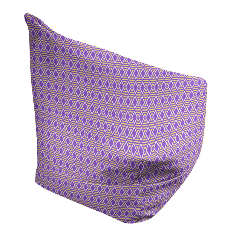 Sac de pois Leffel, H 27 po x L 30 po x P 25 po, Housse de pouf, Violet / Blanc