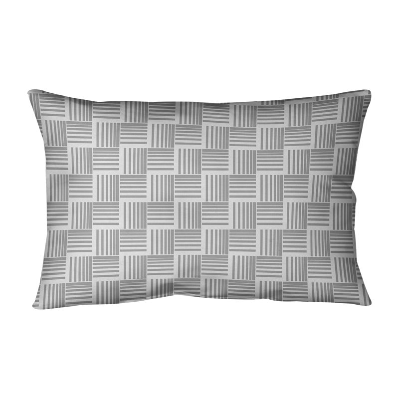Coussin lombaire à rayures classiques Baskettressées, Gris, H 14 po x l 20 po, Pas de bourre