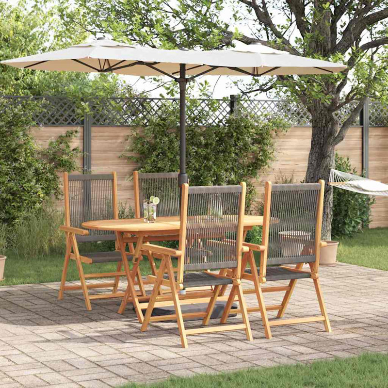 Garden Dining Set Folding Manual 5 Pcs, Grey