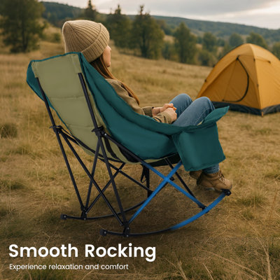 Fauteuil de camping berçant surdimensionné pour adultes, fauteuil inclinable rembourré robuste de 400 lb avec poche latérale
