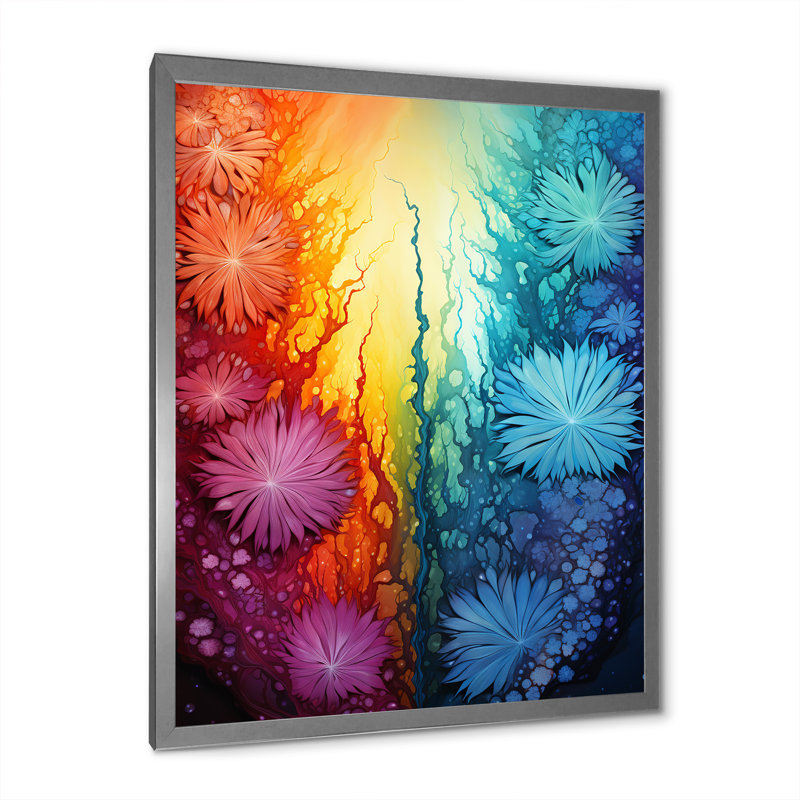 Feux d'artifice colorés 2 - Botanicals Wall Art, Cadre photo argenté, H 20 po x l 12 po x P 1 po
