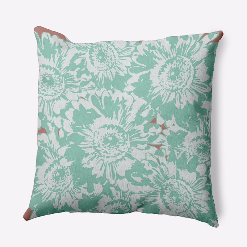Coussin décoratif en polyester floral, H 18 po x l 18 po, Carré