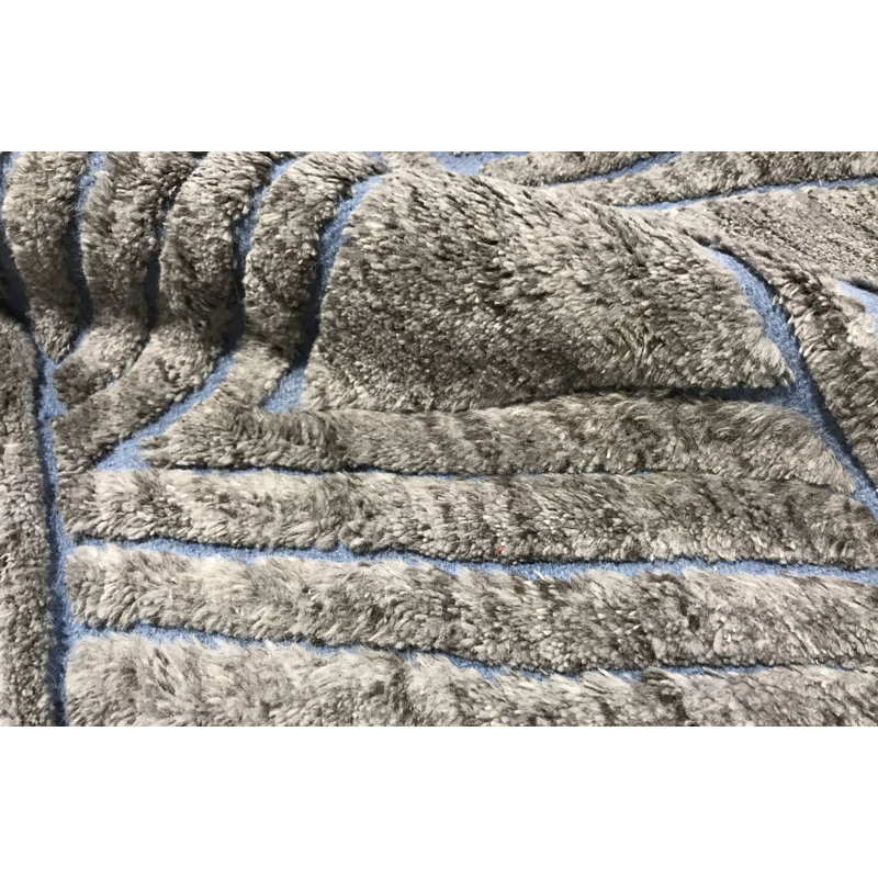 Tapis gris de haute qualité noué à la main