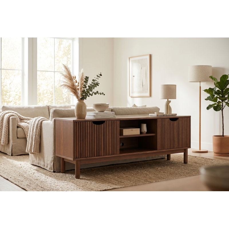 Buffet 70 pouces en bois de pin brésilien massif - Armoire de rangement entièrement assemblée pour salle à manger ou meuble télé pour le salon