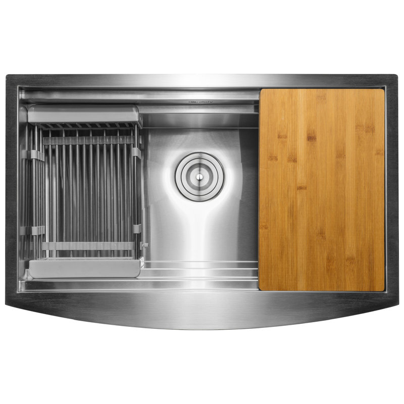 30" L x 20 W" Farmhouse Kitchen Sink with Basket Strainer