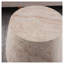 Table basse d'appoint ronde en forme de tambour, finition beige/jaune, en imitation travertin MgO, pour une utilisation intérieure et extérieure couverte.