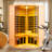 Two Persons Large Glass Front Deluxe Transparent Version Hemlock Far Infrared Corner Sauna Room