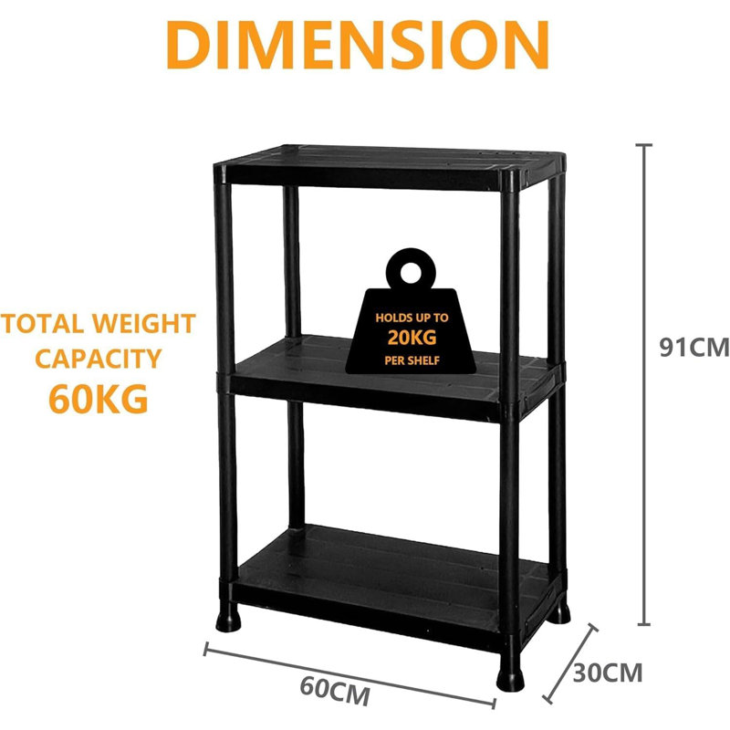 MantraRaj 4 Tier Heavy Duty Black Storage Shelving Unit Garage Storage Shelf Racking Shelving Unit