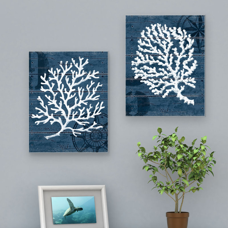 «Cape Coral I and II», ensemble de 2 reproductions de peintures à l'acrylique sur toile tendue, H 20 po x l 20 po x P 1,5 po