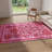 Pink Themed Floral Motifs Rose Patterned Vintage Decorative Carpet-238971773