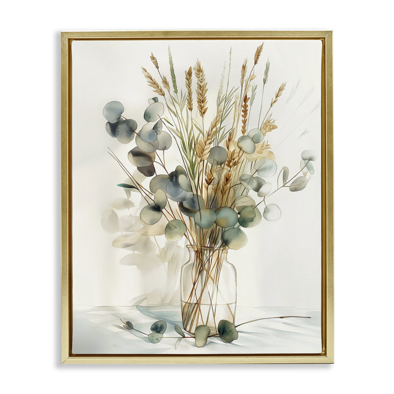  «Gathered Eucalyptus Herbs», art mural encadré par Steve Huntziker, H 21 po x l 17 po, Cadre flottant métallique doré