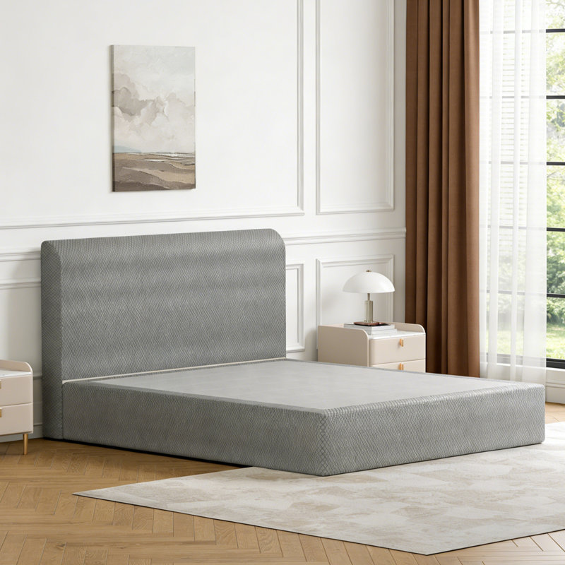 Memory Foam Platform Bed, All-foam Bed Frame with Headboard