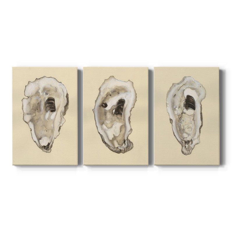 Oysters I sépia - Toile tendue sur mesure avec châssis - 3 pièces, H 60 po x l 120 po