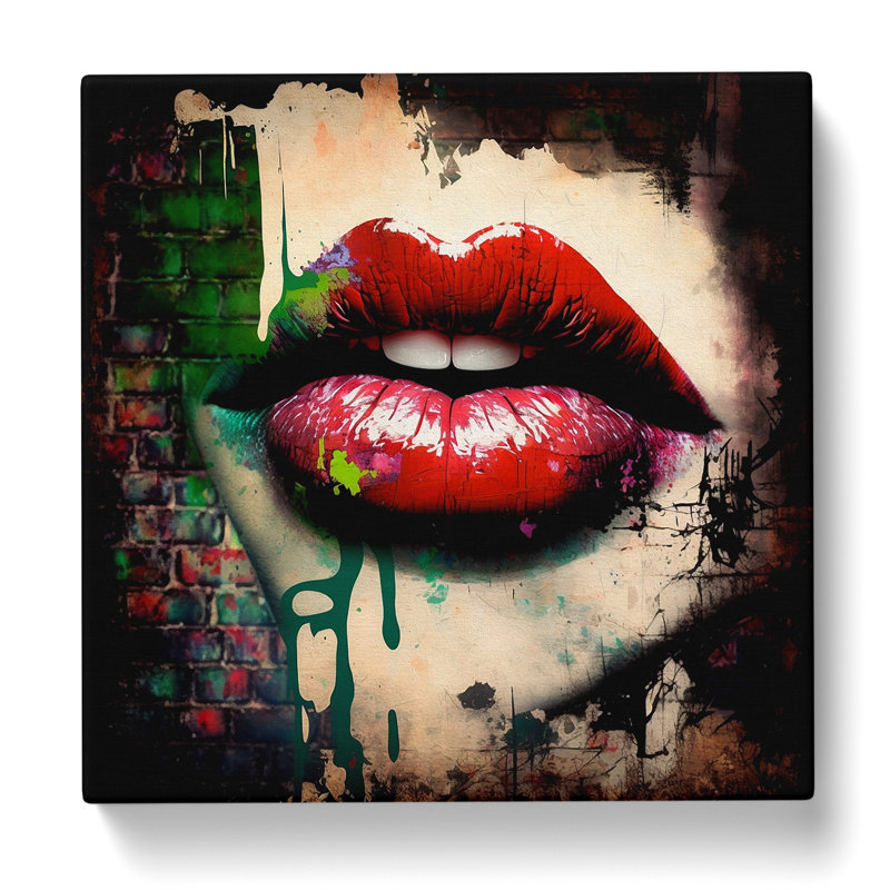 Lips Graffiti Art - Wrapped Canvas