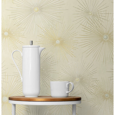 Jordynne Starburst Geo Smooth 18" L X 20.5" W Peel and Stick Roll Wallpaper