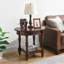 Table de bout ovale en verre massif avec structure en bois massif et tablette de rangement Wexford-1355595587-1355595596