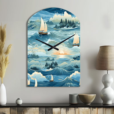 Coastal Tranquillity Seaside Landscape - Arch Shape Unique Coastal Wall Clock